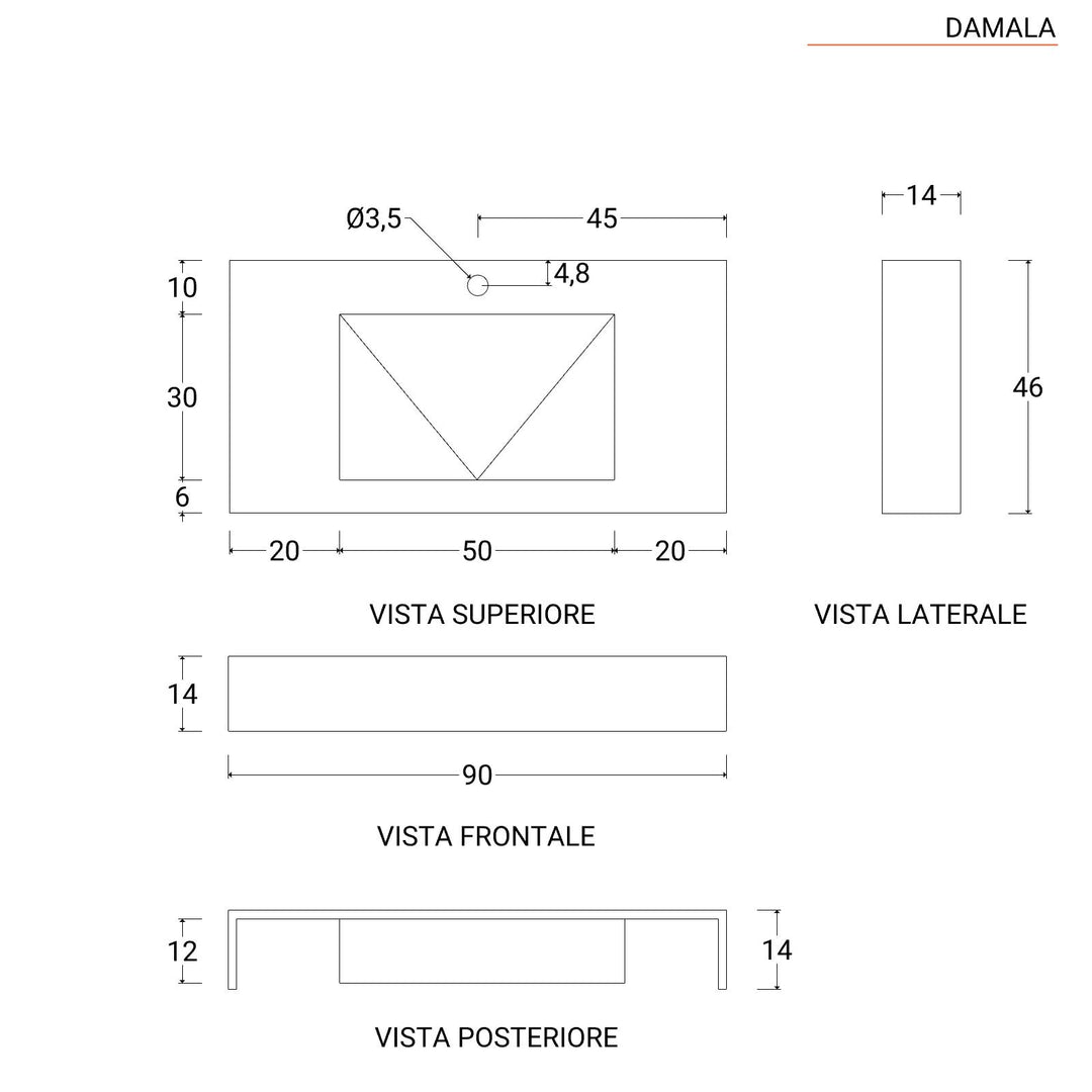 Damala white marbled basin in room view