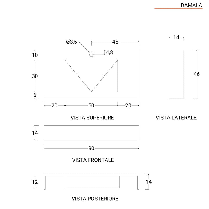 Damala white marbled basin in room view