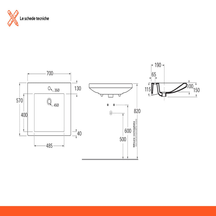 Thin basin side view