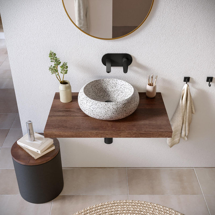 80cm suspended washbasin shelf in mango wood - Mida
