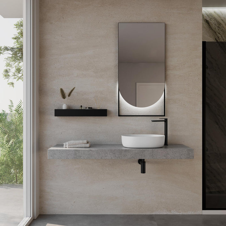 Bathroom shelf front view