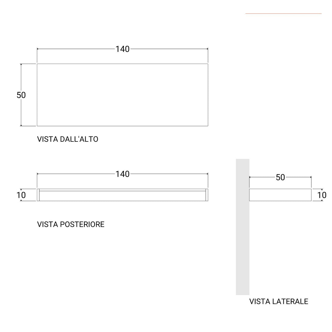 Bathroom shelf 10 h suspended 140 cm in white oak wood - Plain