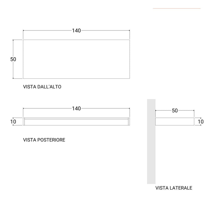 Bathroom shelf 10 h suspended 140 cm in white oak wood - Plain