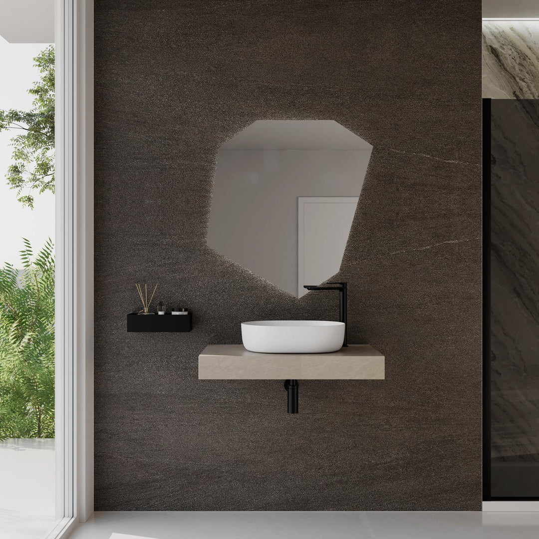 Plain bathroom shelf - 80cm clay wood suspended