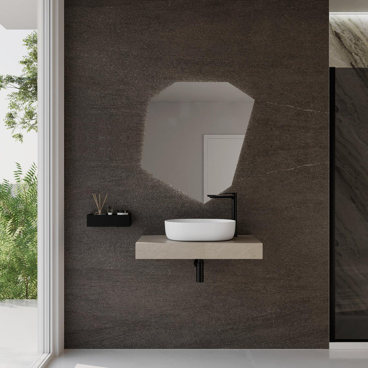 Plain bathroom shelf - 80cm clay wood suspended