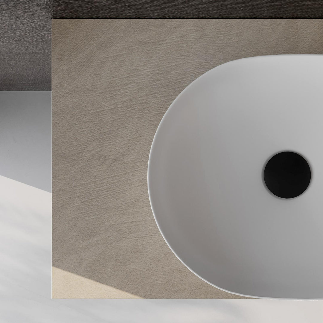 Bathroom shelf 10 h suspended 80 cm in clay wood - Plain