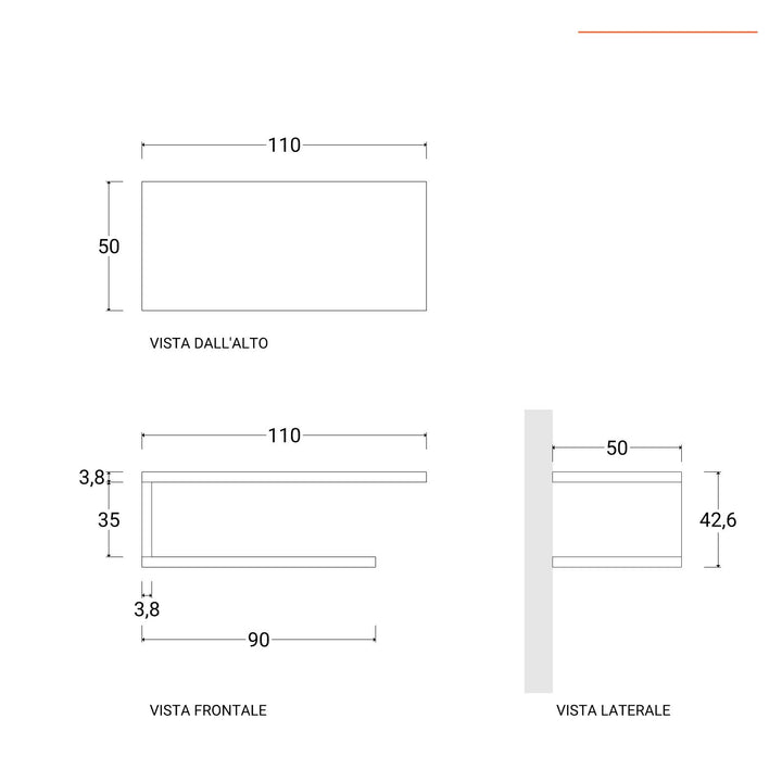 Bathroom Shelf 110 cm in Grey Oak with Shelf and Black Towel Holder – Plain