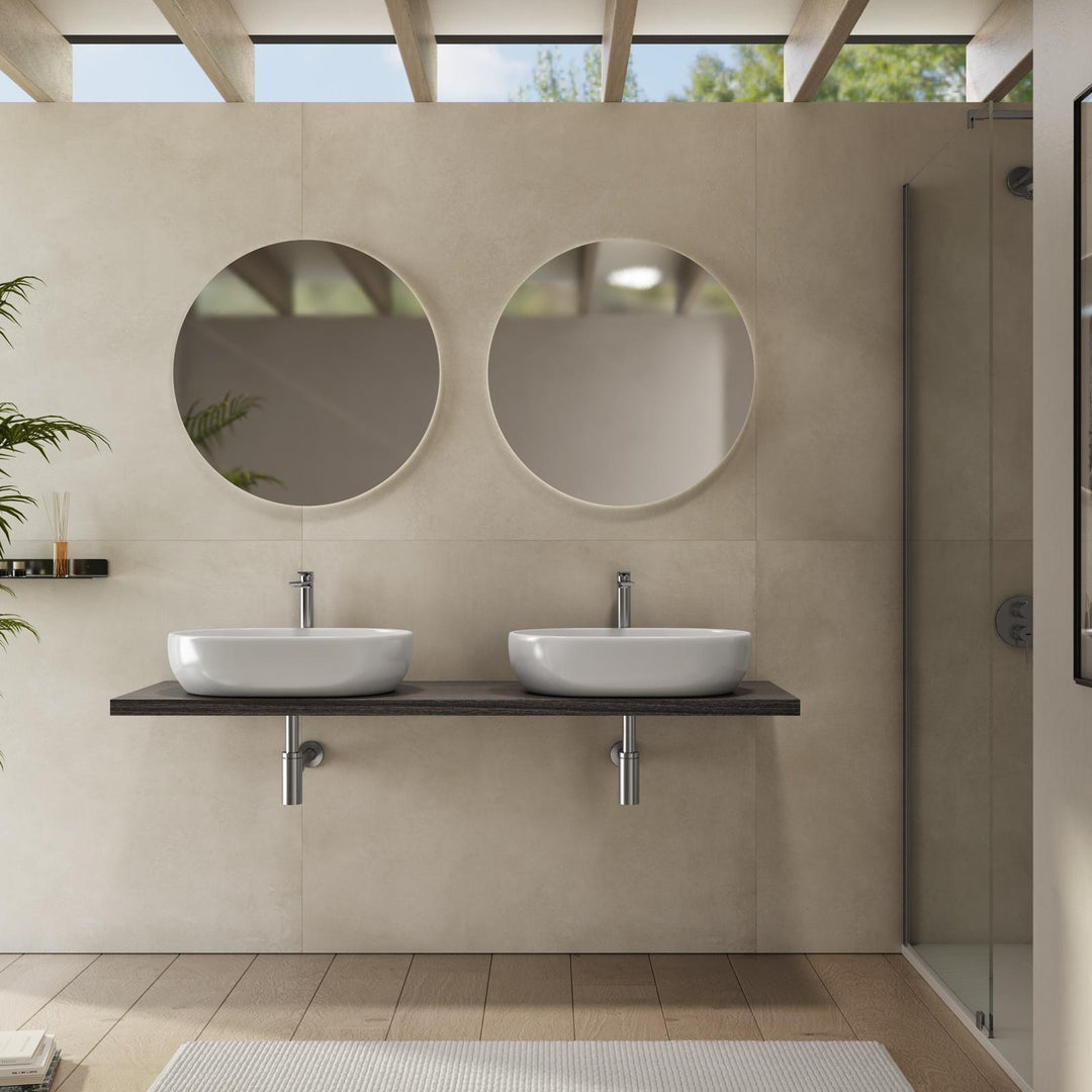 Bathroom Shelf 3.8 h Suspended 160 cm in Grey Oak Wood – Plain