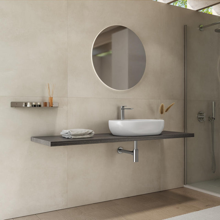 Bathroom Shelf 3.8 h Suspended 160 cm in Grey Oak Wood – Plain