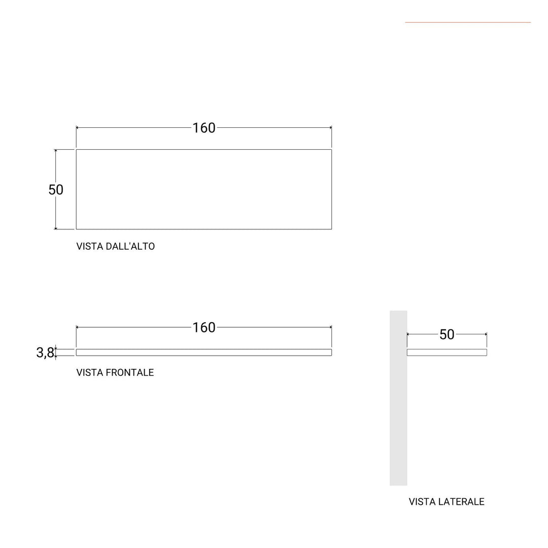 Bathroom Shelf 3.8 h Suspended 160 cm in Grey Oak Wood – Plain