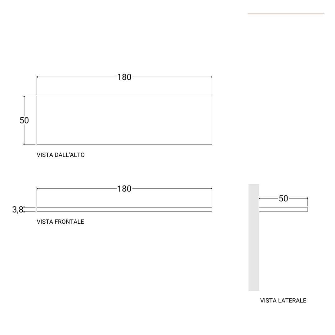 Bathroom shelf 3.8 h suspended 180 cm in gold oak wood - Plain