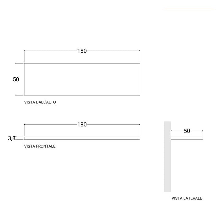 Bathroom shelf 3.8 h suspended 180 cm in gold oak wood - Plain