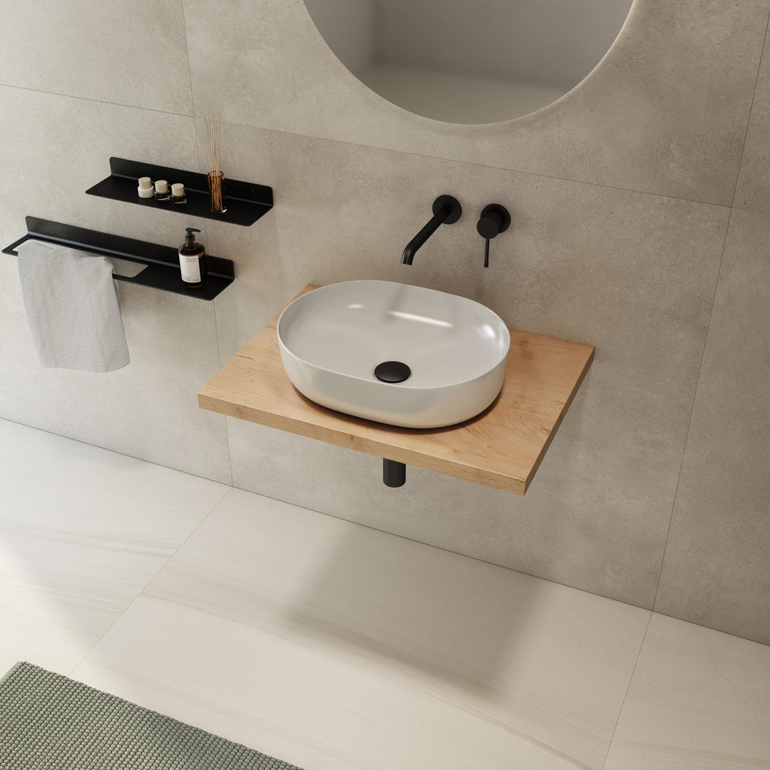 Bathroom Shelf 3.8 h Suspended 60 cm in Gold Oak Wood – Plain