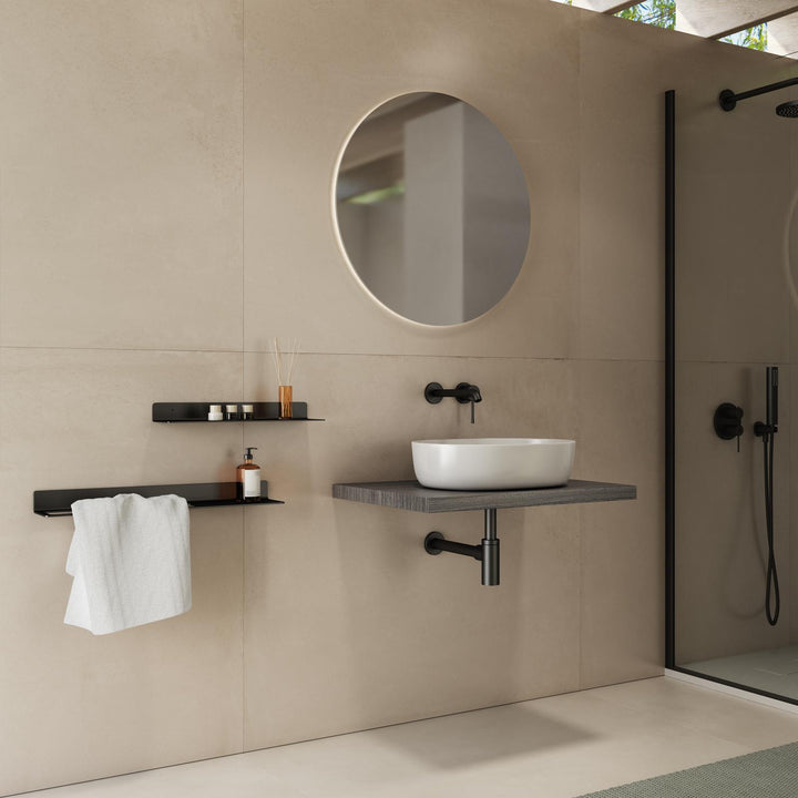 Bathroom Shelf 3.8 h Suspended 60 cm in Grey Oak Wood – Plain