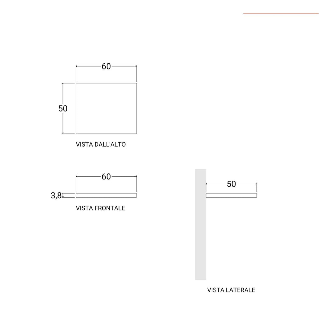 Bathroom Shelf 3.8 h Suspended 60 cm in Grey Oak Wood – Plain
