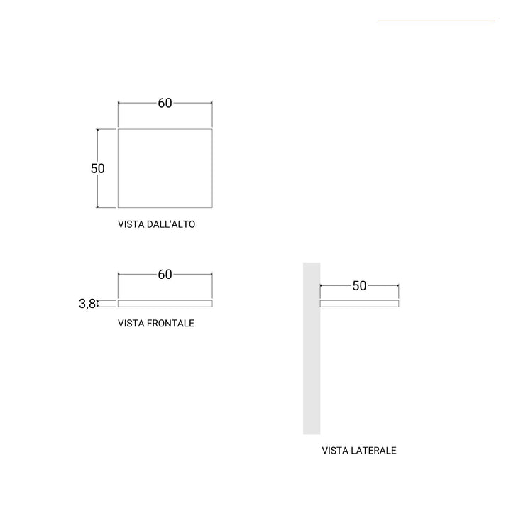 Bathroom Shelf 3.8 h Suspended 60 cm in Grey Oak Wood – Plain