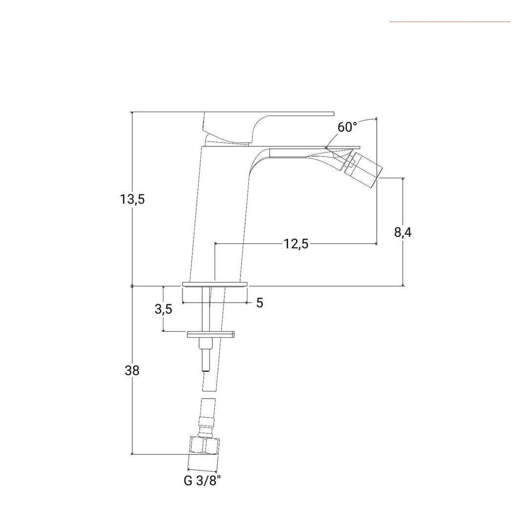 Slim Chrome Brass Bidet Mixer by Jacuzzi - Taps