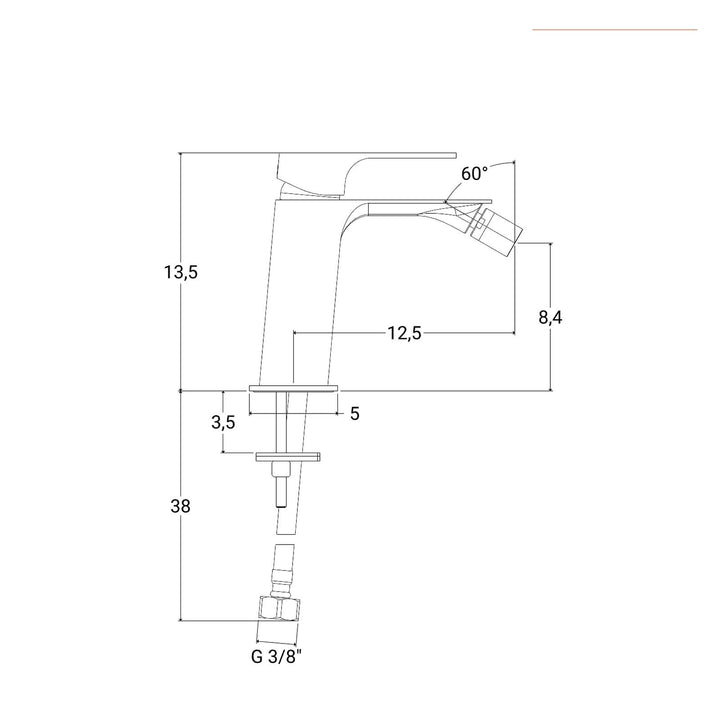 Slim Chrome Brass Bidet Mixer by Jacuzzi - Taps