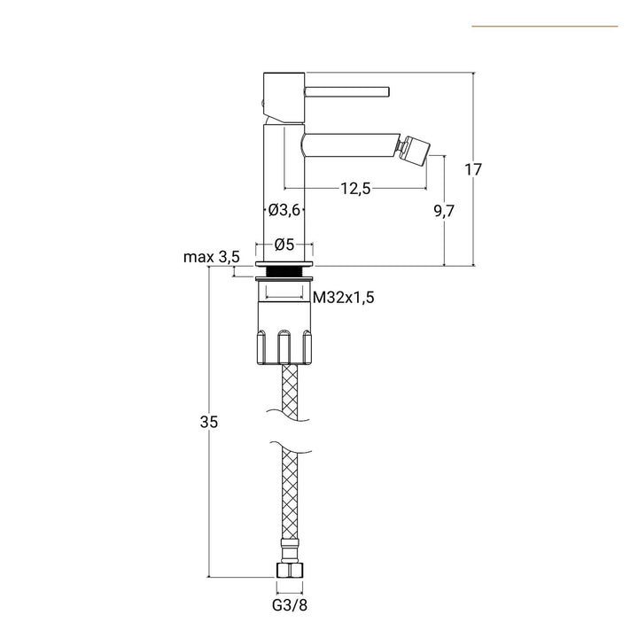 Matt Black Brass Bidet Mixer Tap - Oasis