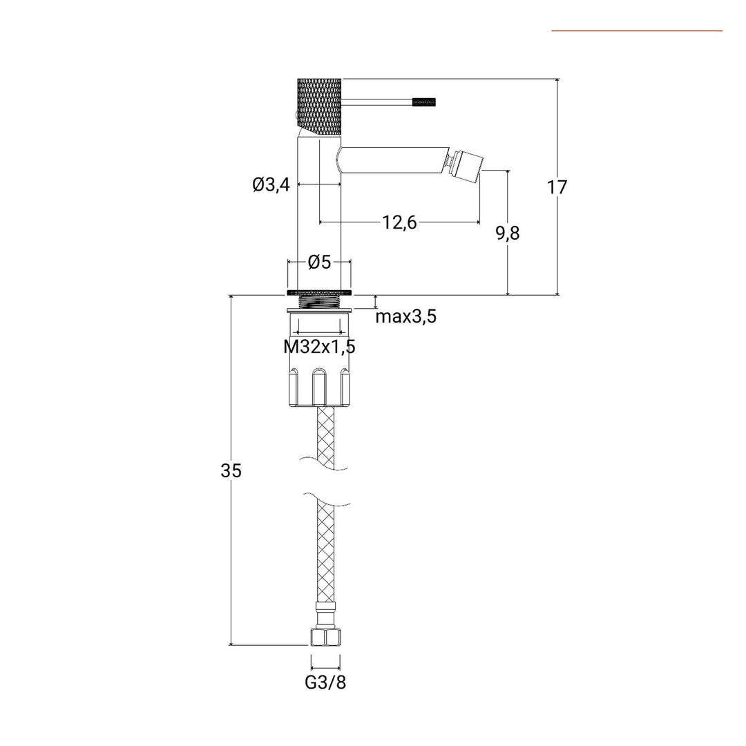Brushed Black Brass Bidet Mixer - Crystal
