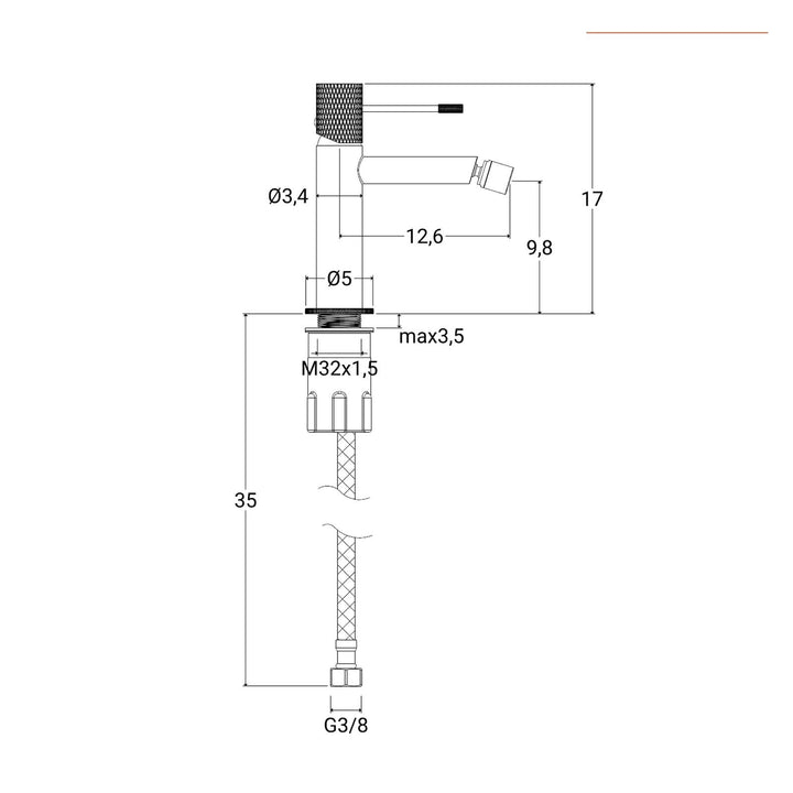 Brushed Black Brass Bidet Mixer - Crystal