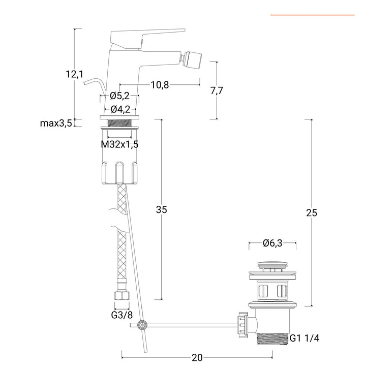 Brushed Black Brass Bidet Mixer Tap - Lir
