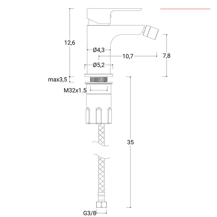 Bidet mixer 12.6h cm chrome – Key