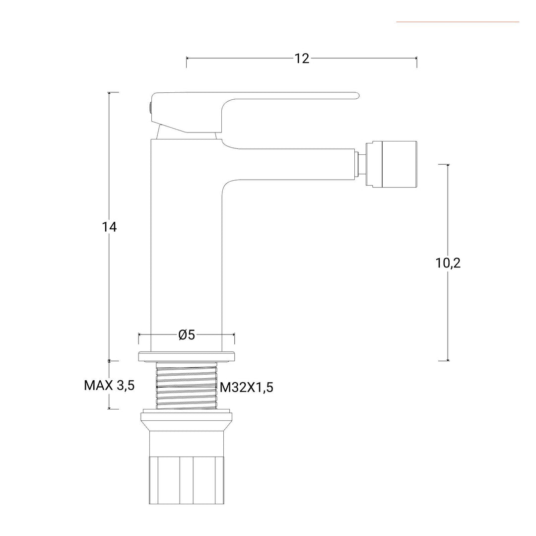 Bidet mixer without waste 14h cm chrome - Tila