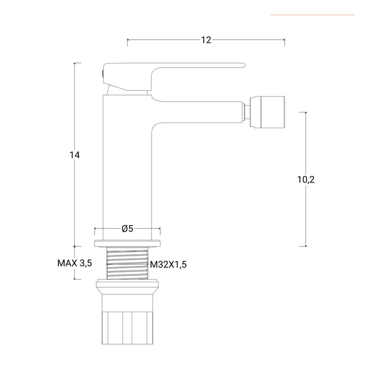 Bidet mixer without waste 14h cm chrome - Tila