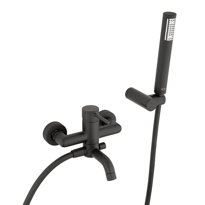 External bath mixer with matt black shower head - Gun by Jacuzzi