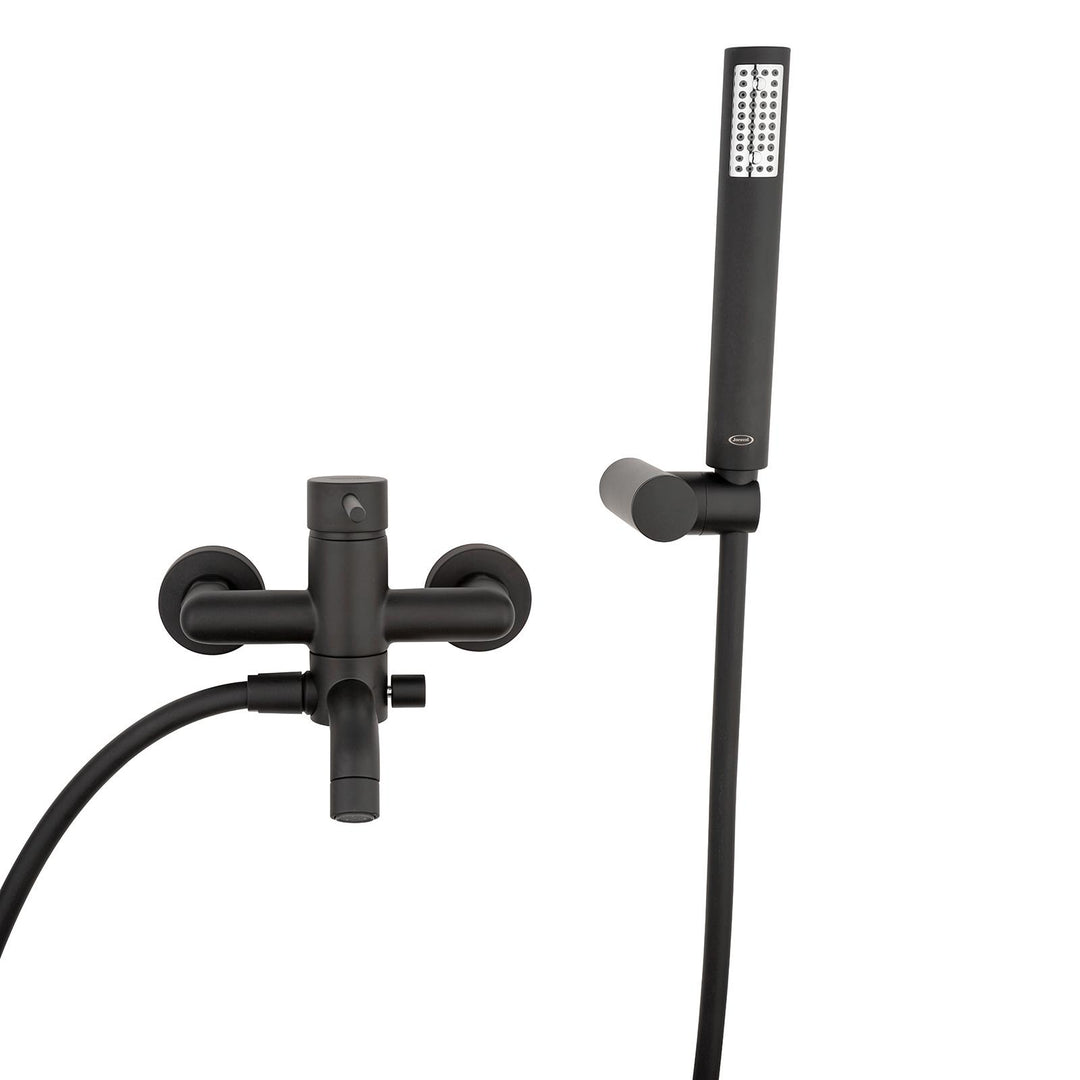 External bath mixer with matt black shower head - Gun by Jacuzzi