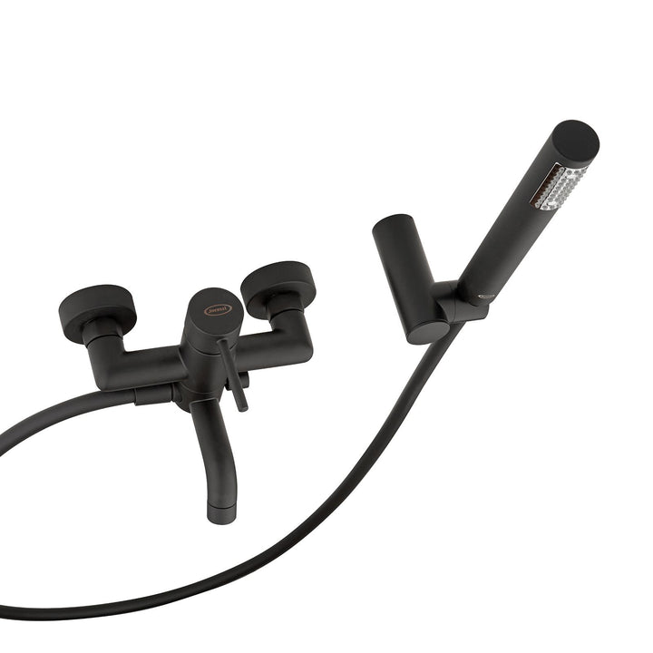 External bath mixer with matt black shower head - Gun by Jacuzzi