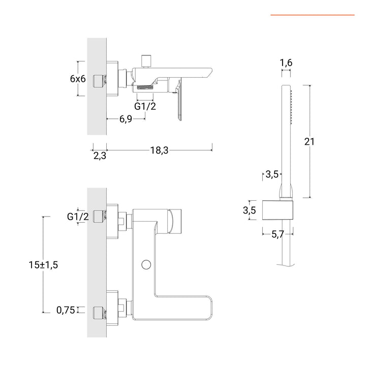External bath mixer chrome – Fusion