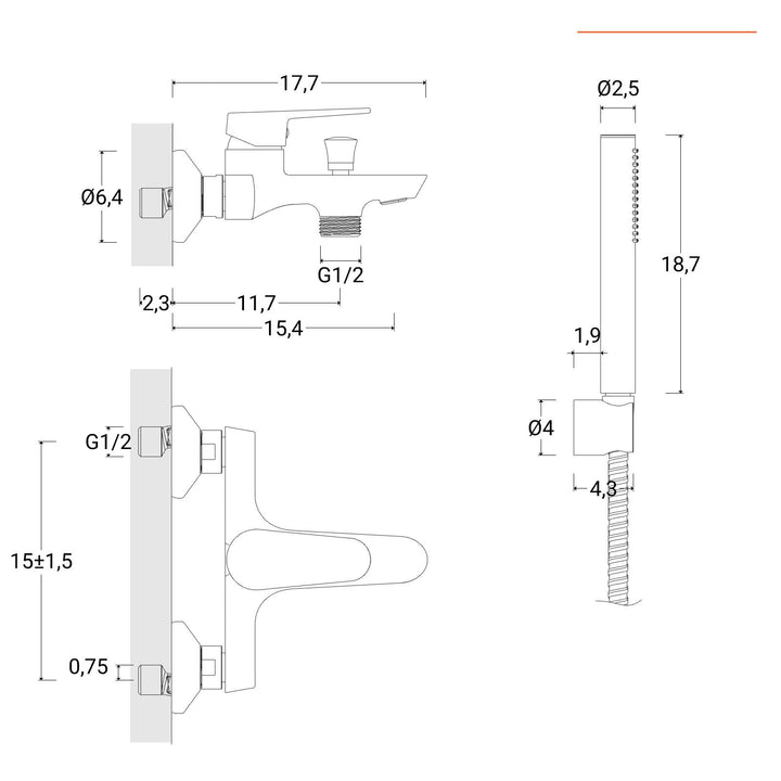 External bath mixer chrome – Lir