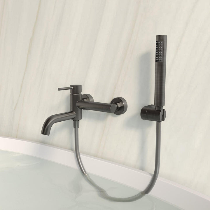 External bath mixer in brass with swivel spout brushed black - Oasis