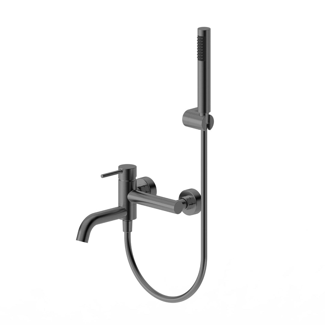 External bath mixer in brass with swivel spout brushed black - Oasis