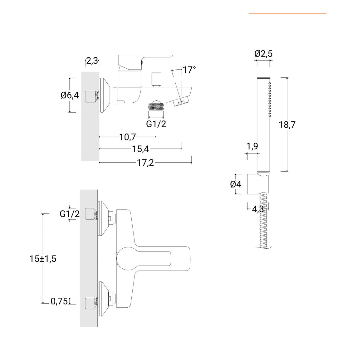 External bath mixer matt black – Key