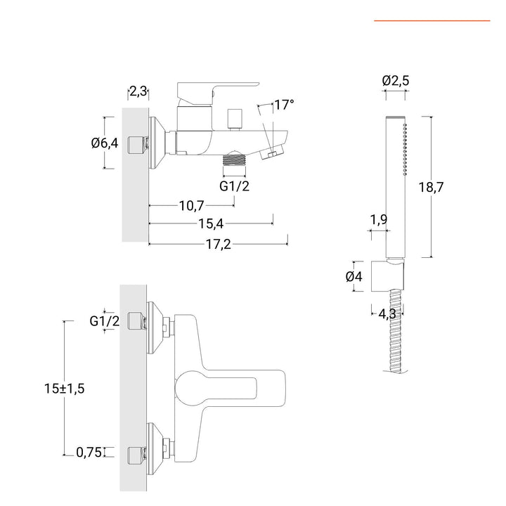 External bath mixer matt black – Key