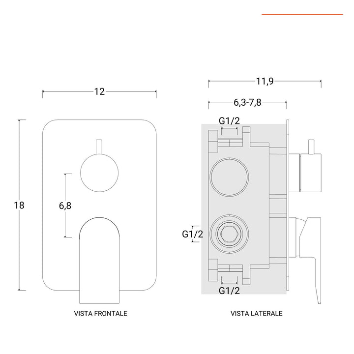 Built-in shower mixer with diverter - Iota - image 4