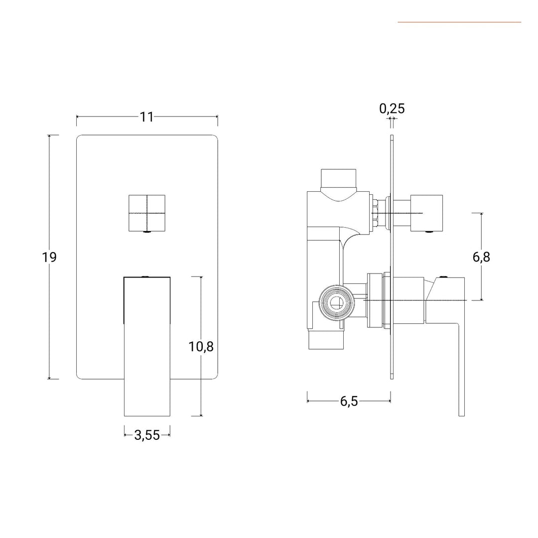 Built-in shower mixer in chromed brass image 4