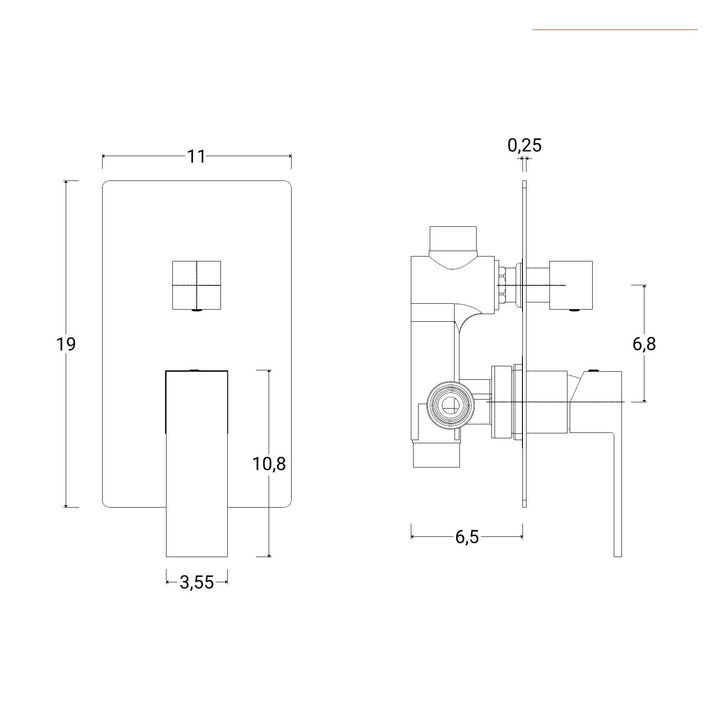 Built-in shower mixer in chromed brass image 4