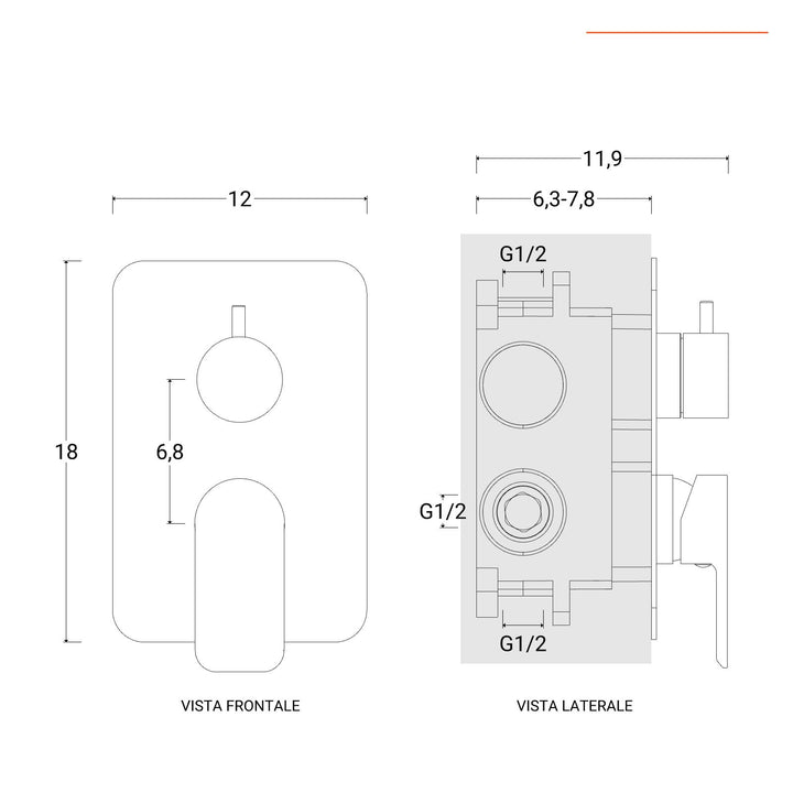 Built-in shower mixer with diverter matt black Fusion image 4