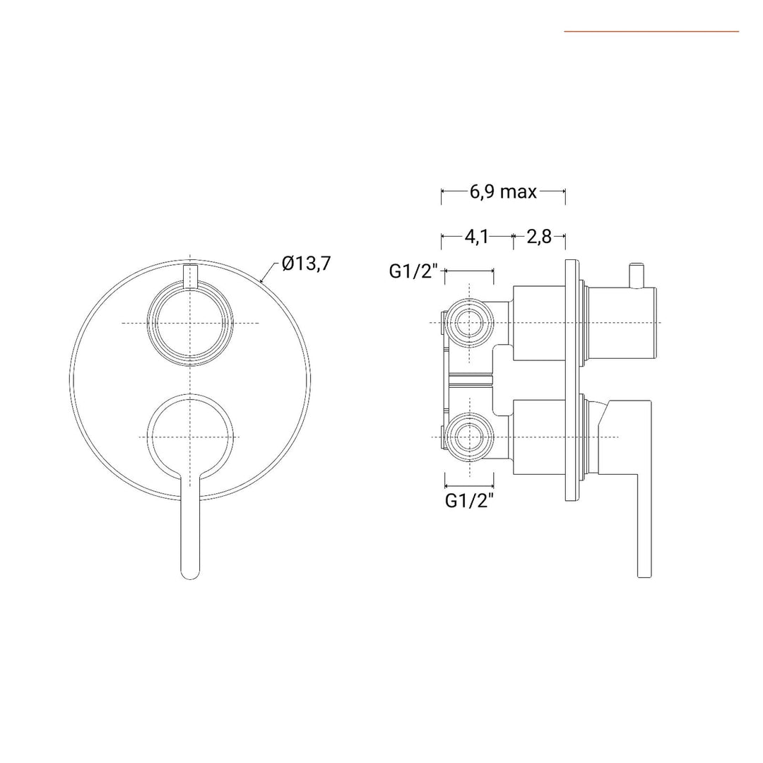 Built-in shower mixer with diverter gold Gun image 4