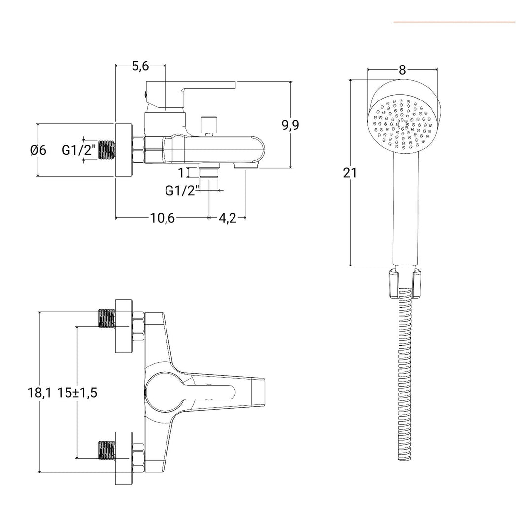 Matt black bath mixer with Jacuzzi bathroom accessories - Flag taps