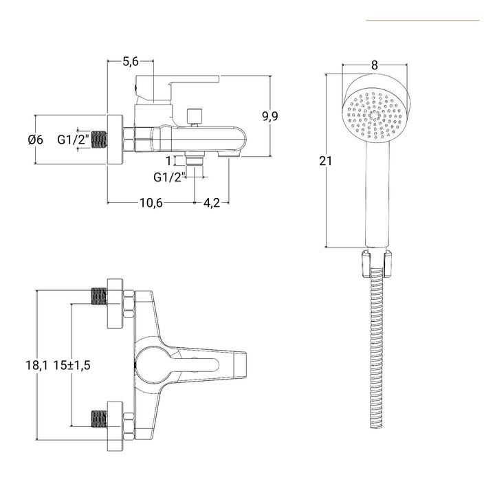 Matt black bath mixer with Jacuzzi bathroom accessories - Flag taps