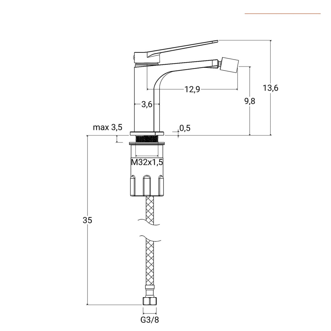 Chrome brass bidet mixer - Nocta