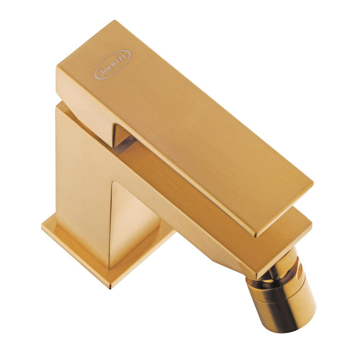 Bidet mixer in gold finish brass for Jacuzzi click clack waste - Crux Line taps