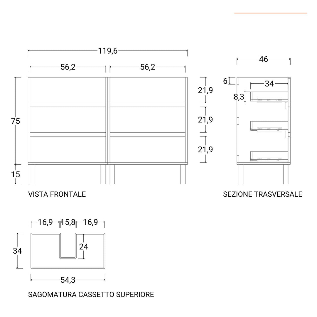 Floor standing bathroom cabinet 120 cm matt anthracite with double sink and mirror - Calipso