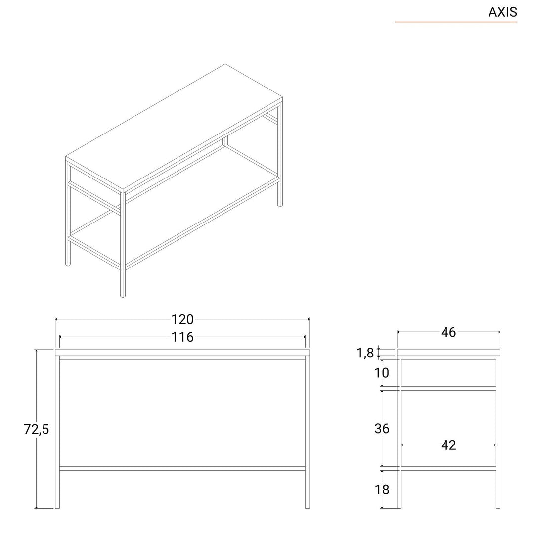 Floor standing bathroom cabinet 120 cm black and oak washbasin unit with mirror - Axis