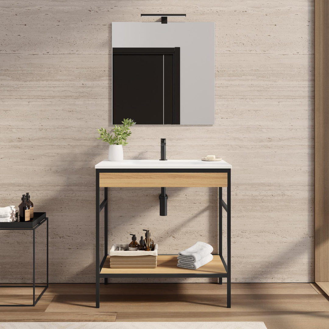 Axis 80 cm cabinet with integrated sink and mirror